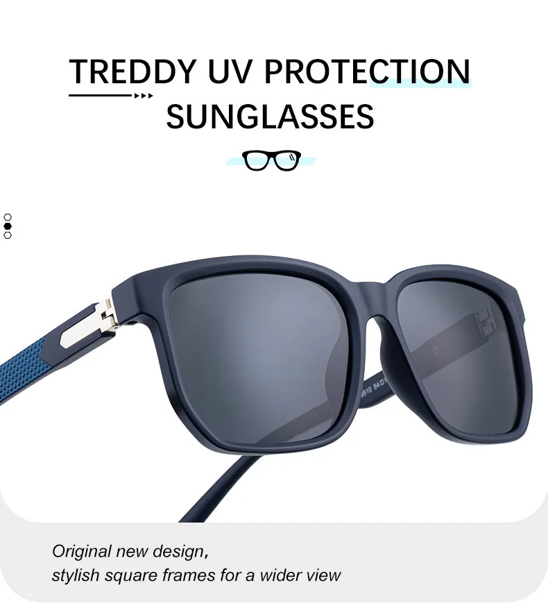 Black PC Men's Retro Square Polarized Sunglasses - Trendy Fashion Frame, Anti-Glare for Driving & Outdoor UV400 Protection - Details 10