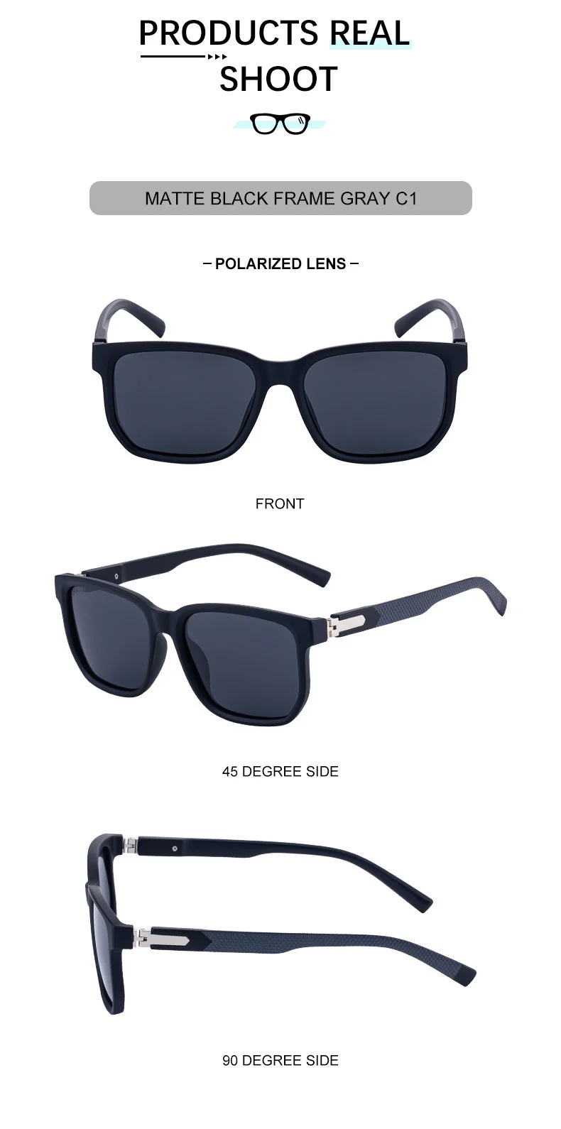 Black PC Men's Retro Square Polarized Sunglasses - Trendy Fashion Frame, Anti-Glare for Driving & Outdoor UV400 Protection - Details 16