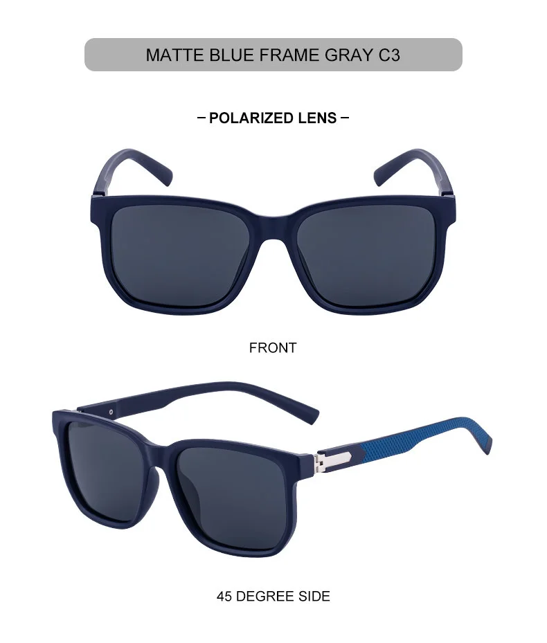 Black PC Men's Retro Square Polarized Sunglasses - Trendy Fashion Frame, Anti-Glare for Driving & Outdoor UV400 Protection - Details 18