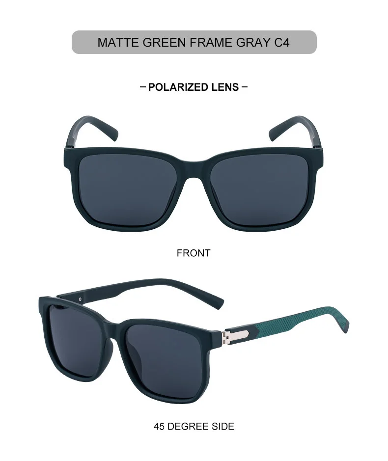 Black PC Men's Retro Square Polarized Sunglasses - Trendy Fashion Frame, Anti-Glare for Driving & Outdoor UV400 Protection - Details 19