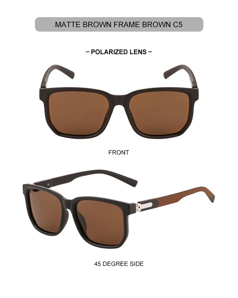 Black PC Men's Retro Square Polarized Sunglasses - Trendy Fashion Frame, Anti-Glare for Driving & Outdoor UV400 Protection - Details 20