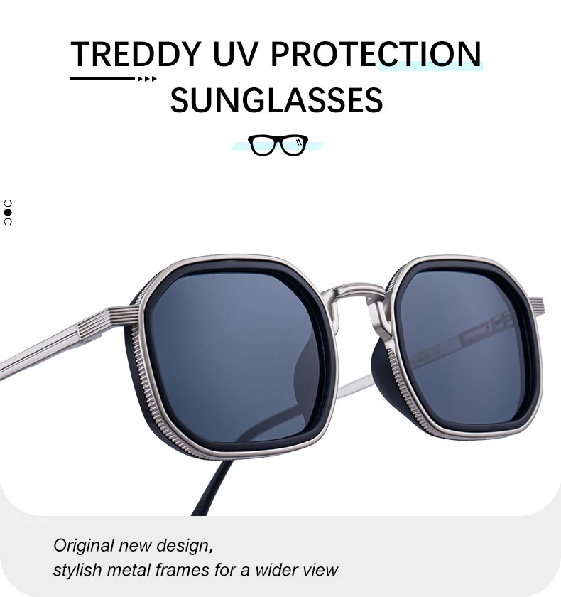 Black Zinc Alloy Men's Retro Square Sunglasses - Trendy Unique Style, Flexible Spring Hinge Temples & UV400 Sun Protection for Outdoor Wear - Details 6