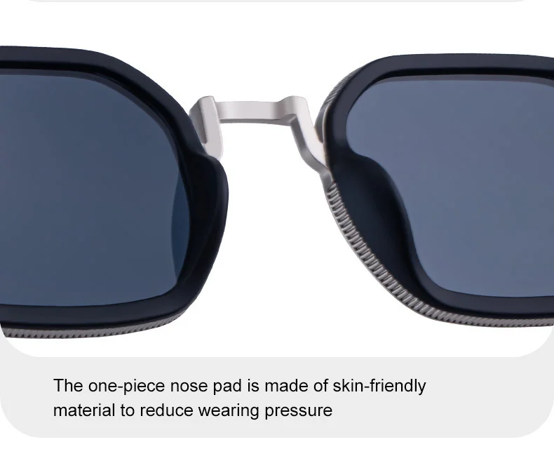 Black Zinc Alloy Men's Retro Square Sunglasses - Trendy Unique Style, Flexible Spring Hinge Temples & UV400 Sun Protection for Outdoor Wear - Details 8
