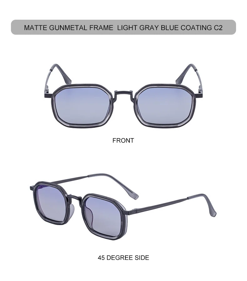 Black Zinc Alloy Men's Retro Square Sunglasses - Trendy Unique Style, Flexible Spring Hinge Temples & UV400 Sun Protection for Outdoor Wear - Details 14