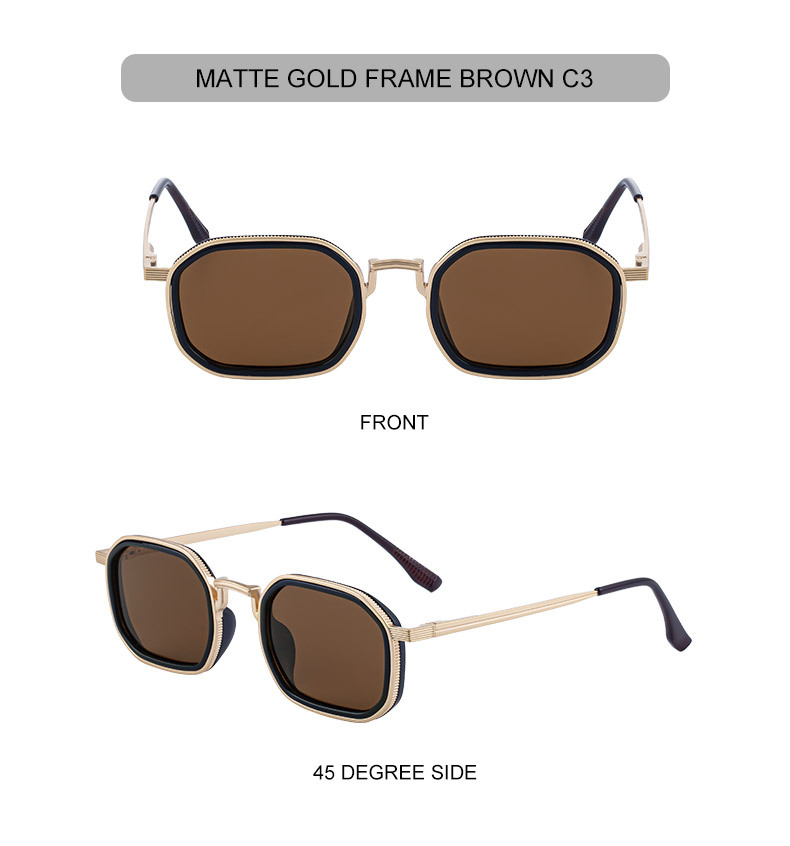 Black Zinc Alloy Men's Retro Square Sunglasses - Trendy Unique Style, Flexible Spring Hinge Temples & UV400 Sun Protection for Outdoor Wear - Details 15
