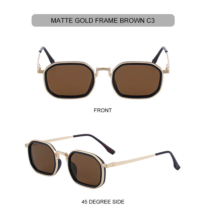 Black Zinc Alloy Men's Retro Square Sunglasses - Trendy Unique Style, Flexible Spring Hinge Temples & UV400 Sun Protection for Outdoor Wear - Details 15