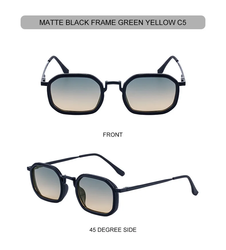 Black Zinc Alloy Men's Retro Square Sunglasses - Trendy Unique Style, Flexible Spring Hinge Temples & UV400 Sun Protection for Outdoor Wear - Details 16
