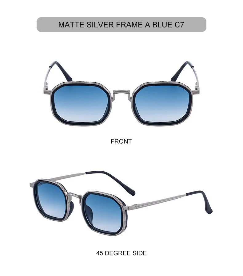 Black Zinc Alloy Men's Retro Square Sunglasses - Trendy Unique Style, Flexible Spring Hinge Temples & UV400 Sun Protection for Outdoor Wear - Details 18