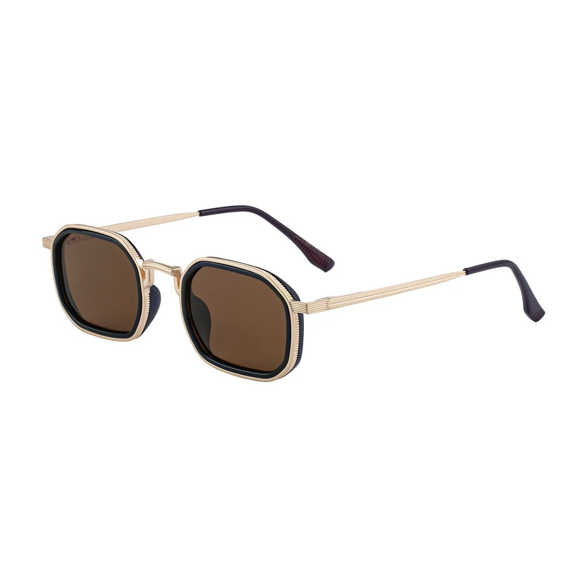 Black Zinc Alloy Men's Retro Square Sunglasses - Trendy Unique Style, Flexible Spring Hinge Temples & UV400 Sun Protection for Outdoor Wear - View 4