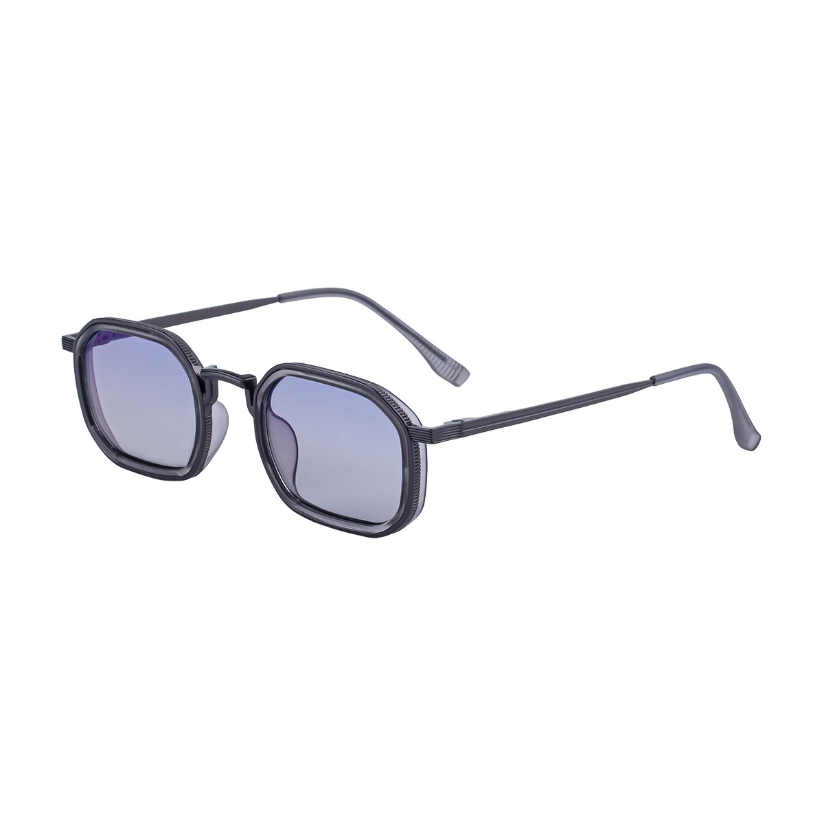 Black Zinc Alloy Men's Retro Square Sunglasses - Trendy Unique Style, Flexible Spring Hinge Temples & UV400 Sun Protection for Outdoor Wear - View 5