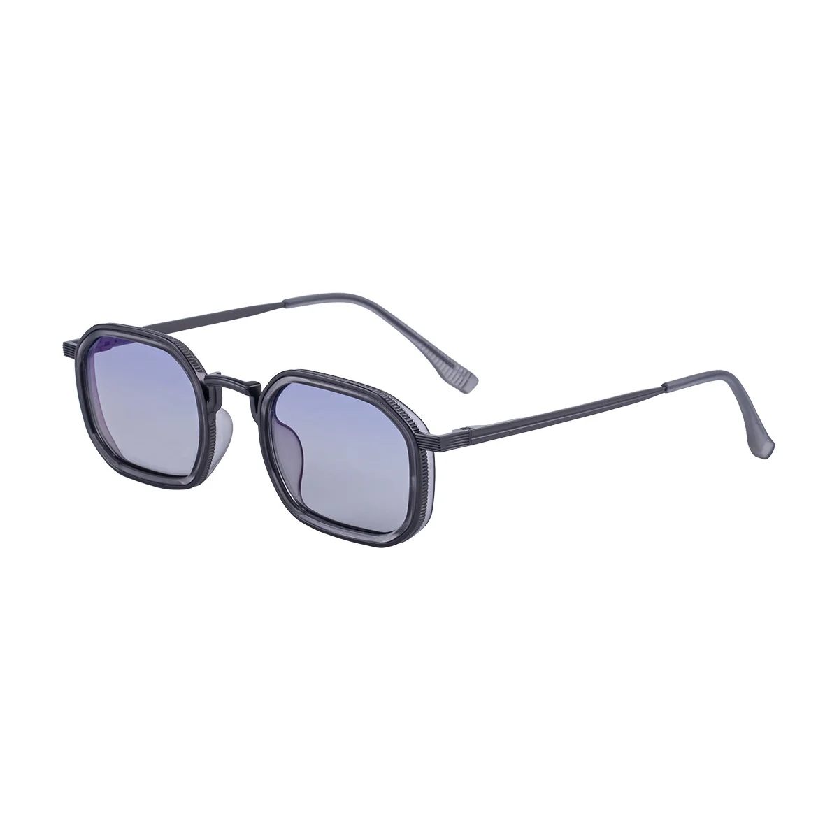 Black Zinc Alloy Men's Retro Square Sunglasses - Trendy Unique Style, Flexible Spring Hinge Temples & UV400 Sun Protection for Outdoor Wear - View 5