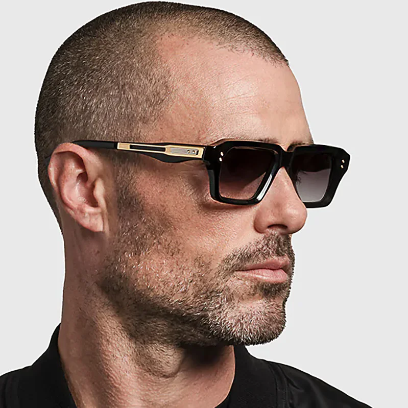 Black Zinc Alloy Men's Trendy Square Sunglasses - Stylish Zinc Alloy Frame, Durable & Lightweight with UV400 Protection for Outdoor Activities - Details 4