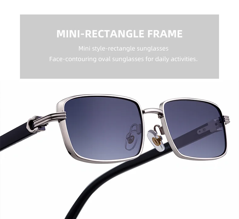 Black Zinc Alloy Men's Trendy Square Sunglasses - Stylish Zinc Alloy Frame, Durable & Lightweight with UV400 Protection for Outdoor Activities - Details 13