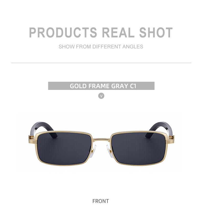 Black Zinc Alloy Men's Trendy Square Sunglasses - Stylish Zinc Alloy Frame, Durable & Lightweight with UV400 Protection for Outdoor Activities - Details 19