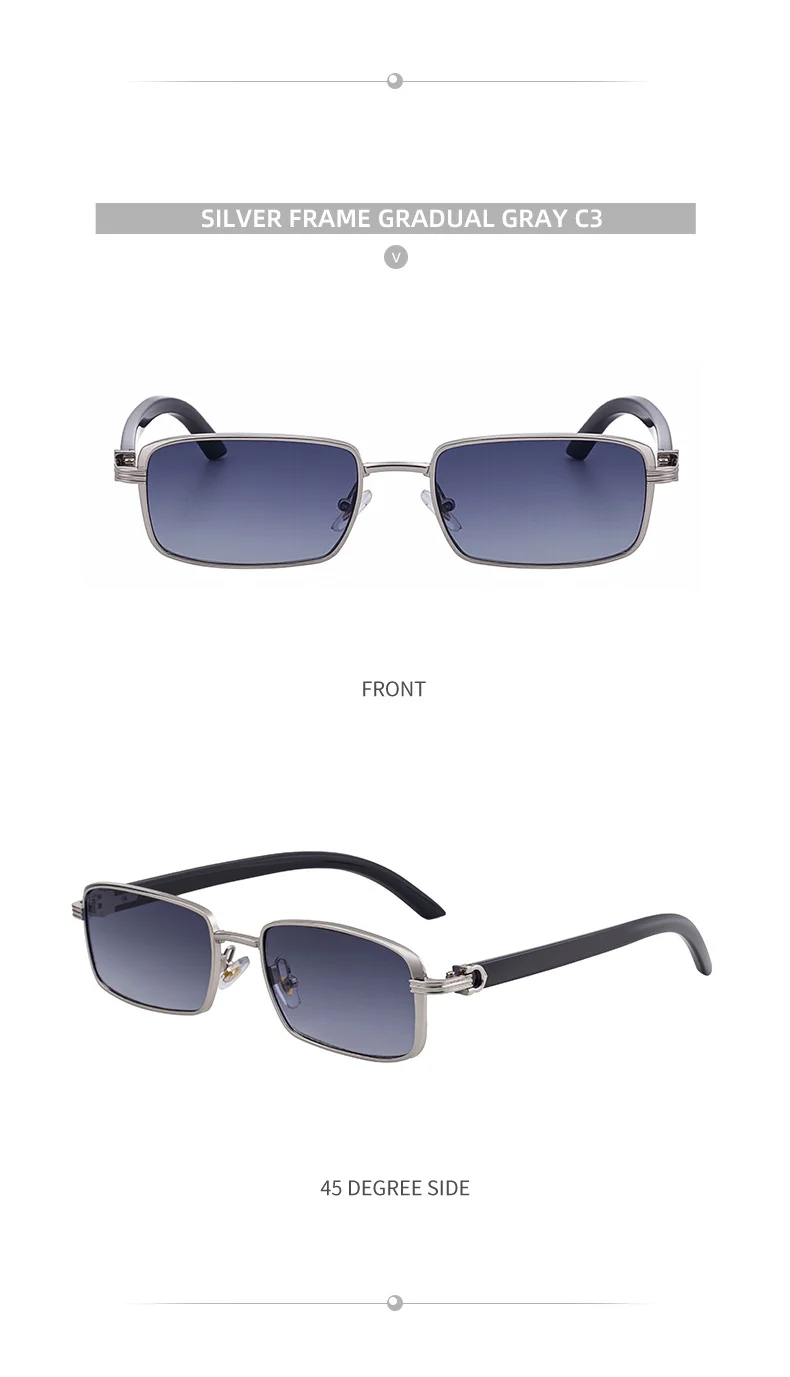 Black Zinc Alloy Men's Trendy Square Sunglasses - Stylish Zinc Alloy Frame, Durable & Lightweight with UV400 Protection for Outdoor Activities - Details 22