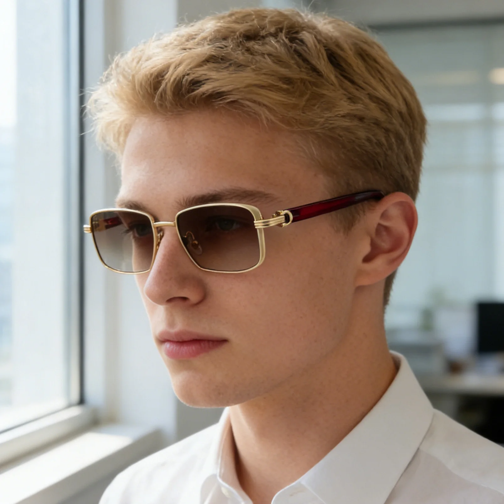Black Zinc Alloy Men's Trendy Square Sunglasses - Stylish Zinc Alloy Frame, Durable & Lightweight with UV400 Protection for Outdoor Activities - View 2