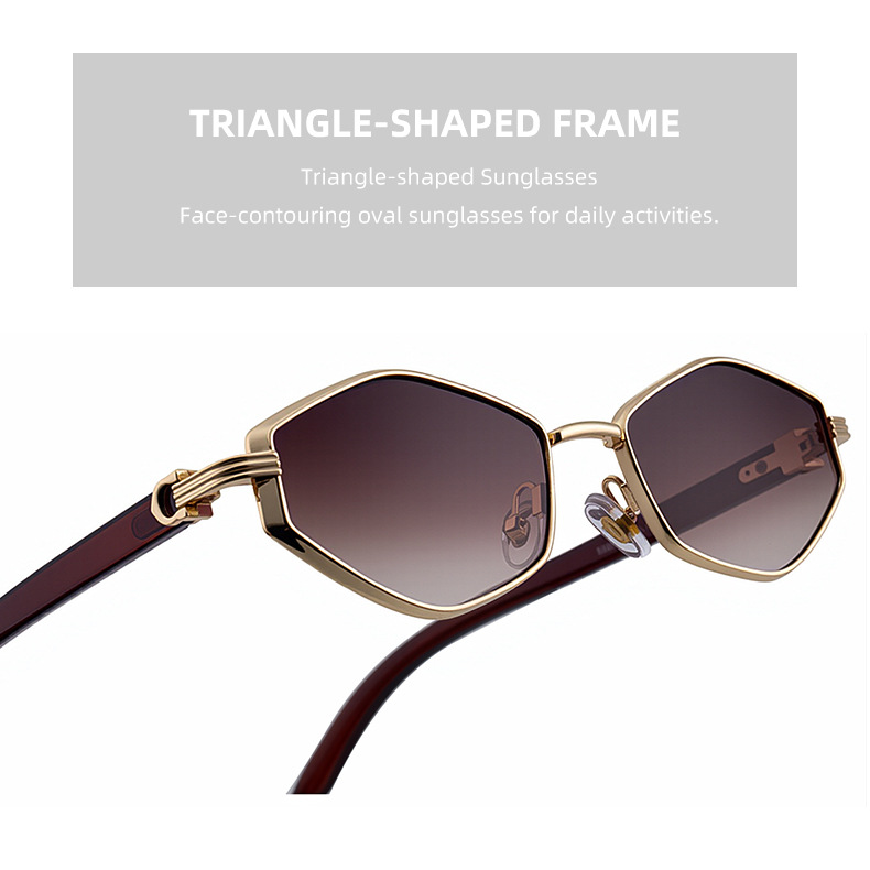 Black Zinc Alloy Women's Trendy Polygon Sunglasses - Unique Geometric Metal Frame – Chic Street Style & UV400 Sun Protection - Details 8