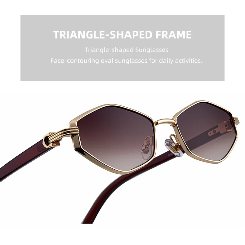 Black Zinc Alloy Women's Trendy Polygon Sunglasses - Unique Geometric Metal Frame – Chic Street Style & UV400 Sun Protection - Details 8