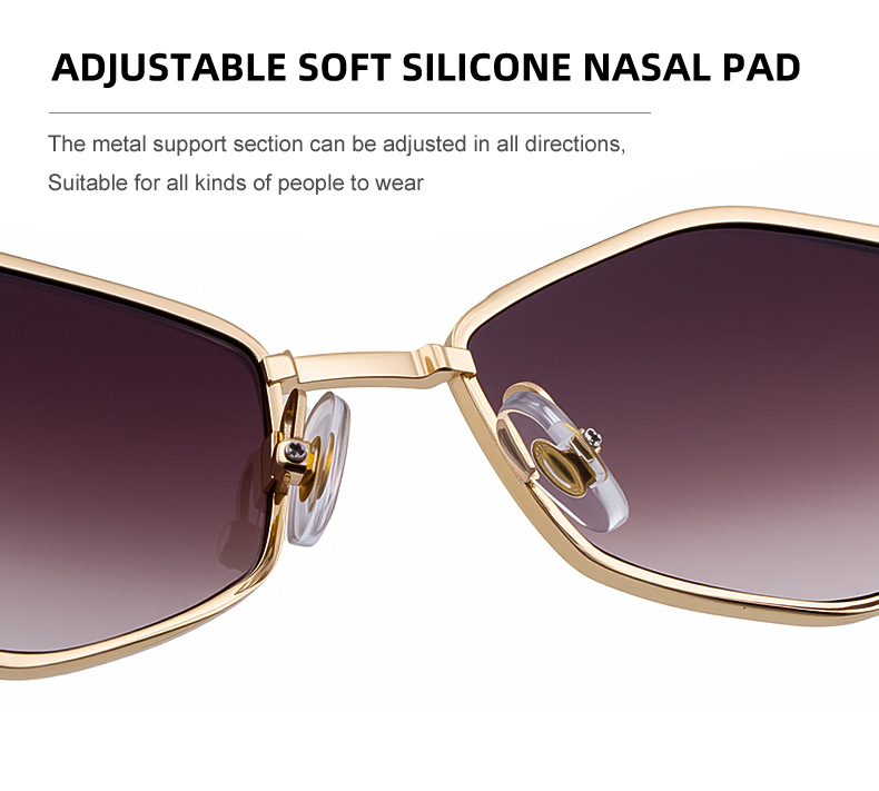 Black Zinc Alloy Women's Trendy Polygon Sunglasses - Unique Geometric Metal Frame – Chic Street Style & UV400 Sun Protection - Details 11