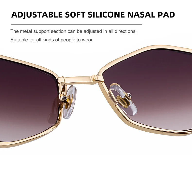Black Zinc Alloy Women's Trendy Polygon Sunglasses - Unique Geometric Metal Frame – Chic Street Style & UV400 Sun Protection - Details 11