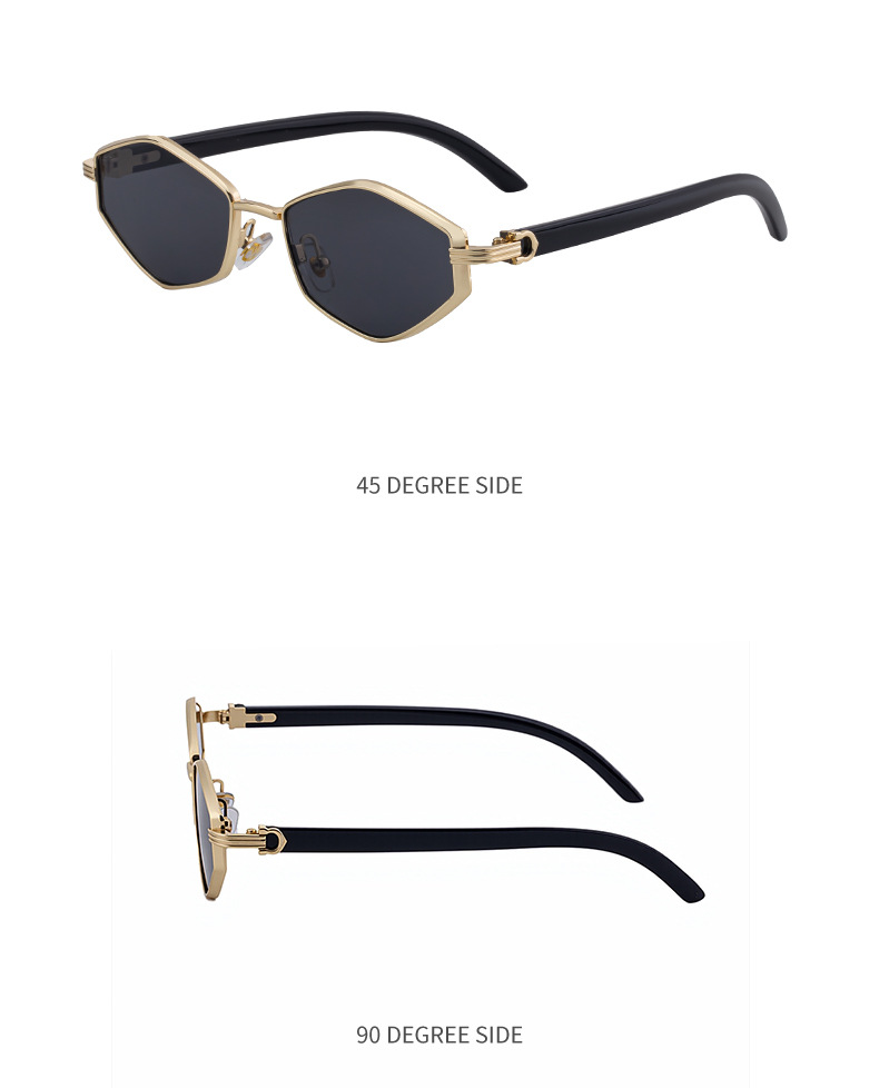 Black Zinc Alloy Women's Trendy Polygon Sunglasses - Unique Geometric Metal Frame – Chic Street Style & UV400 Sun Protection - Details 15