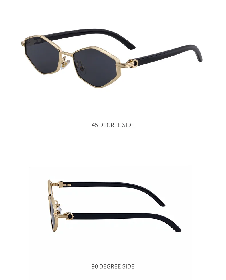 Black Zinc Alloy Women's Trendy Polygon Sunglasses - Unique Geometric Metal Frame – Chic Street Style & UV400 Sun Protection - Details 15