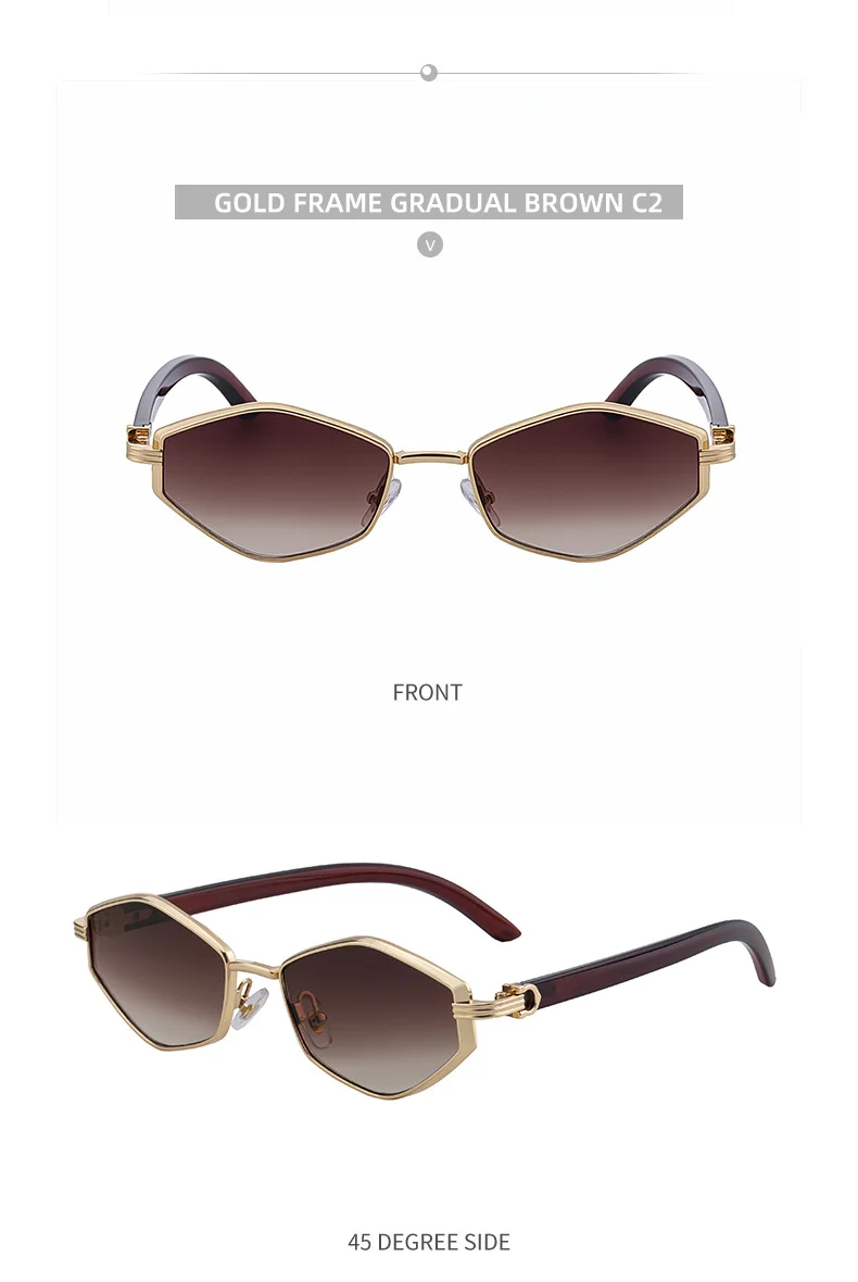 Black Zinc Alloy Women's Trendy Polygon Sunglasses - Unique Geometric Metal Frame – Chic Street Style & UV400 Sun Protection - Details 16