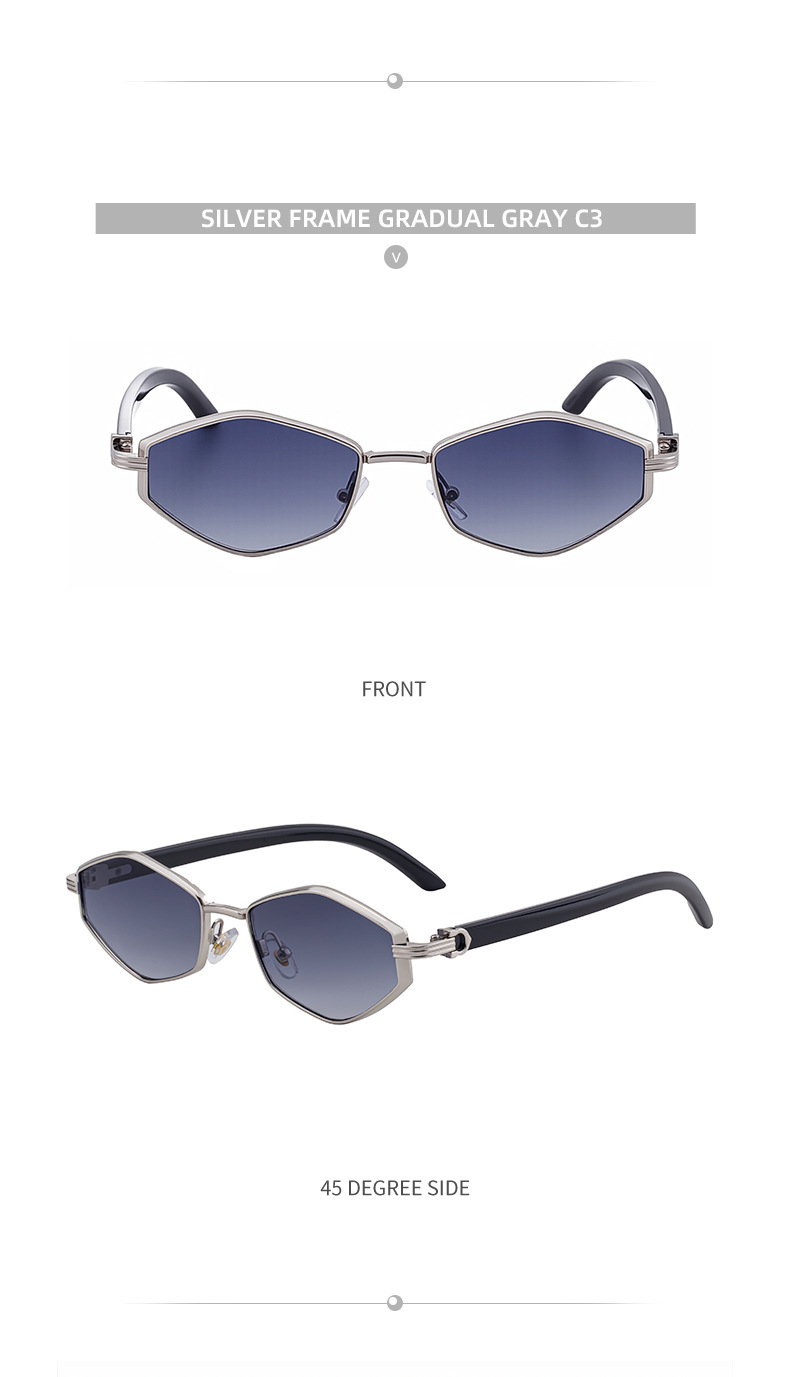 Black Zinc Alloy Women's Trendy Polygon Sunglasses - Unique Geometric Metal Frame – Chic Street Style & UV400 Sun Protection - Details 17