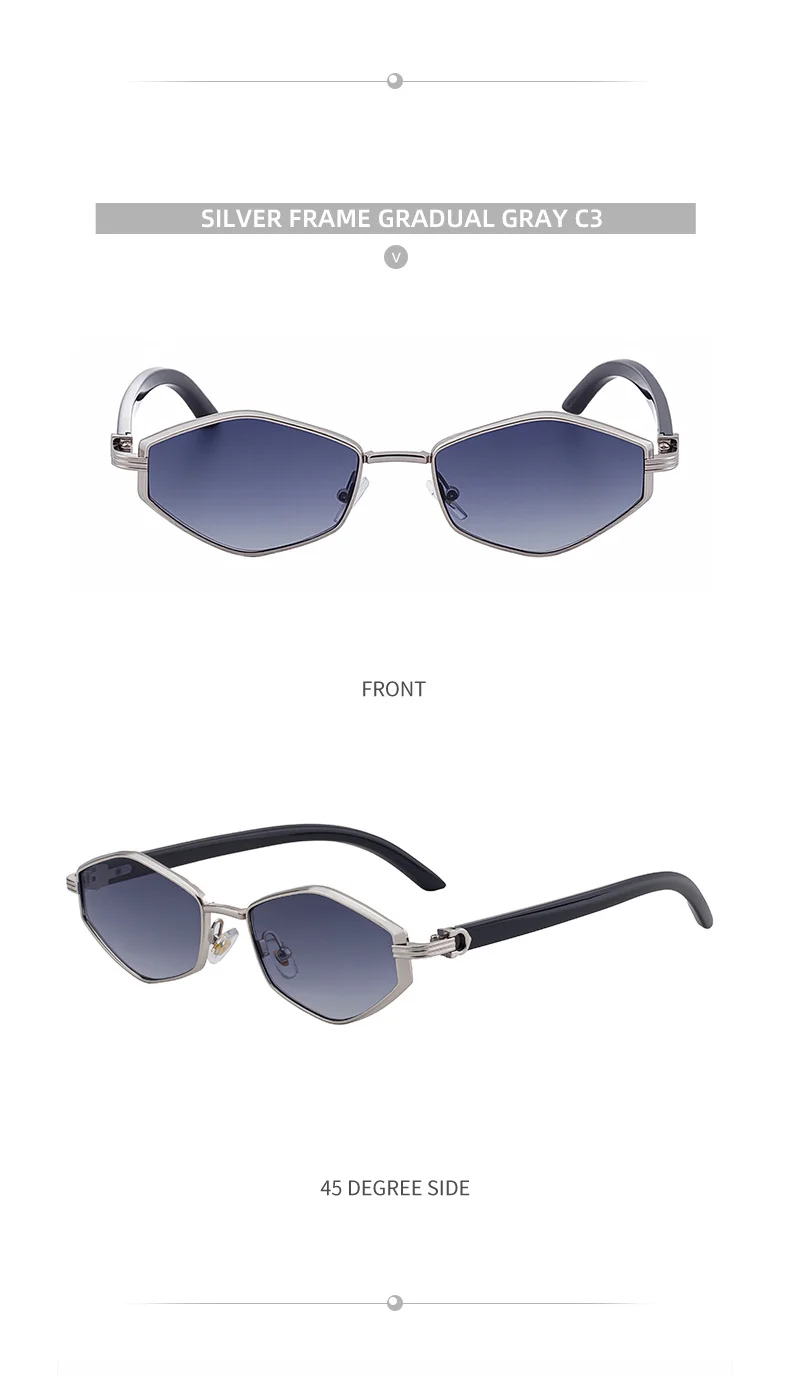 Black Zinc Alloy Women's Trendy Polygon Sunglasses - Unique Geometric Metal Frame – Chic Street Style & UV400 Sun Protection - Details 17