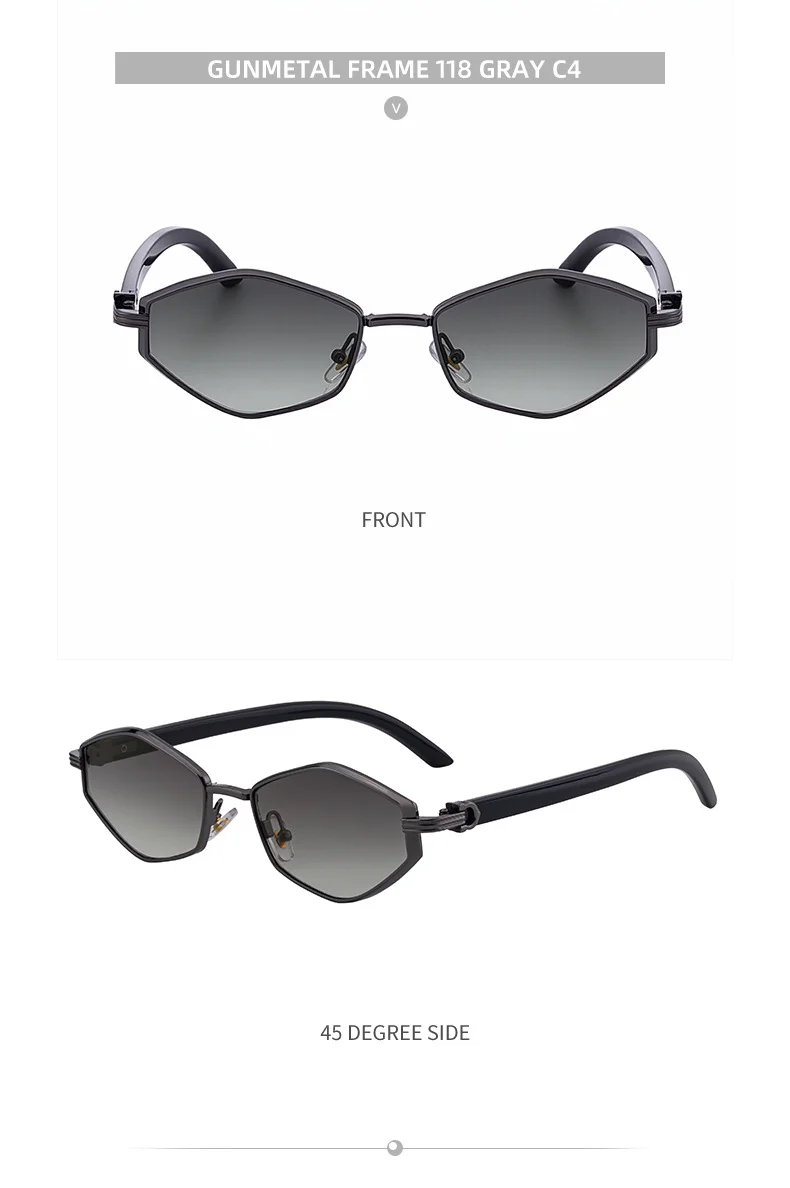 Black Zinc Alloy Women's Trendy Polygon Sunglasses - Unique Geometric Metal Frame – Chic Street Style & UV400 Sun Protection - Details 18