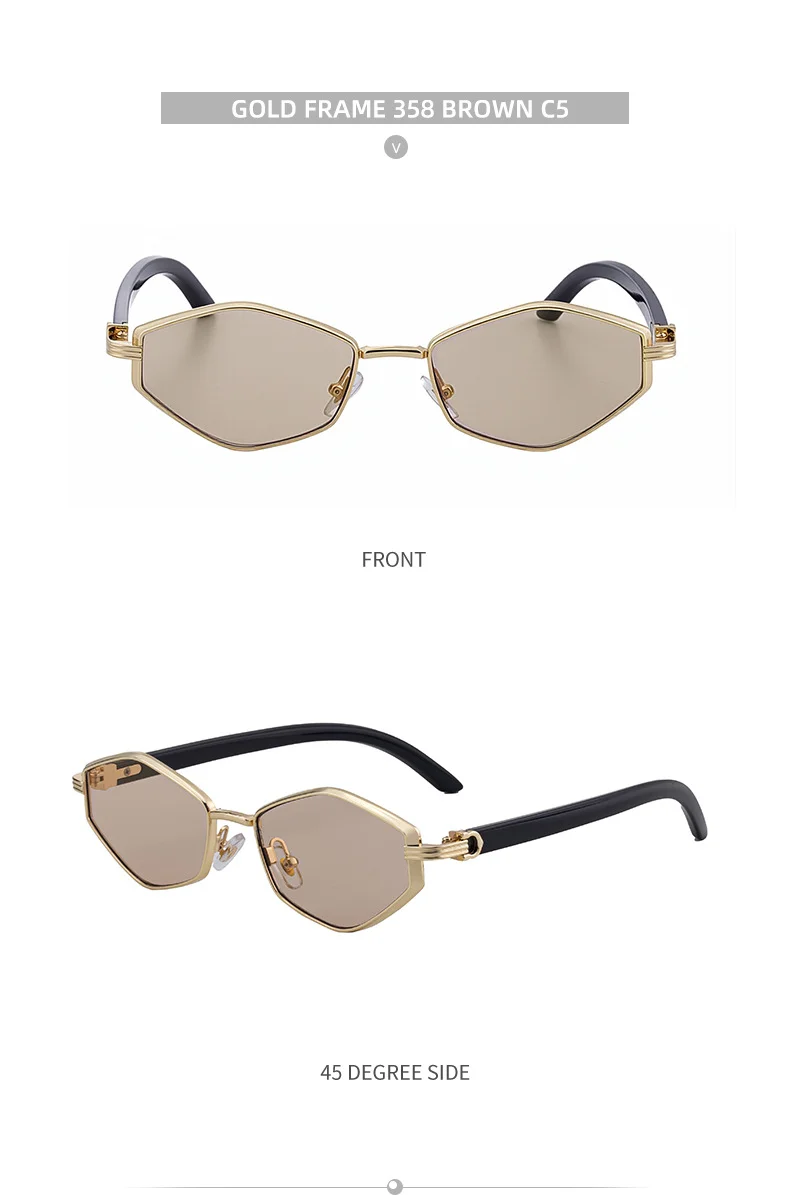 Black Zinc Alloy Women's Trendy Polygon Sunglasses - Unique Geometric Metal Frame – Chic Street Style & UV400 Sun Protection - Details 19