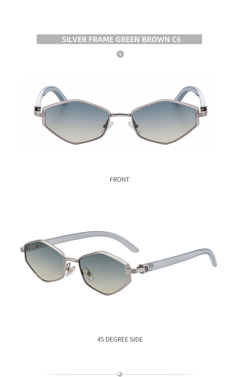 Black Zinc Alloy Women's Trendy Polygon Sunglasses - Unique Geometric Metal Frame – Chic Street Style & UV400 Sun Protection - Details 20
