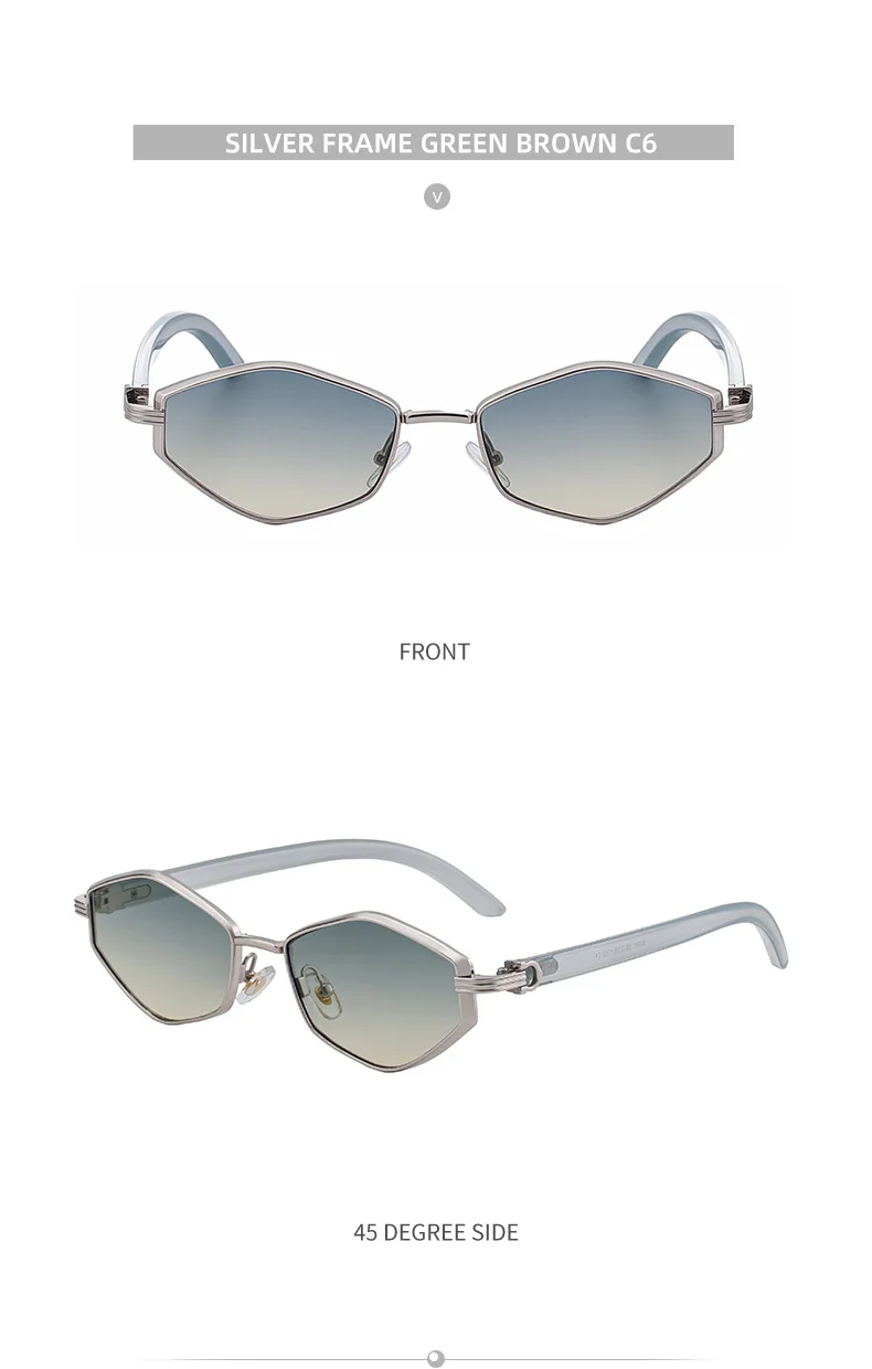 Black Zinc Alloy Women's Trendy Polygon Sunglasses - Unique Geometric Metal Frame – Chic Street Style & UV400 Sun Protection - Details 20