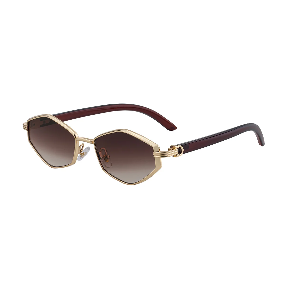Black Zinc Alloy Women's Trendy Polygon Sunglasses - Unique Geometric Metal Frame – Chic Street Style & UV400 Sun Protection - View 5
