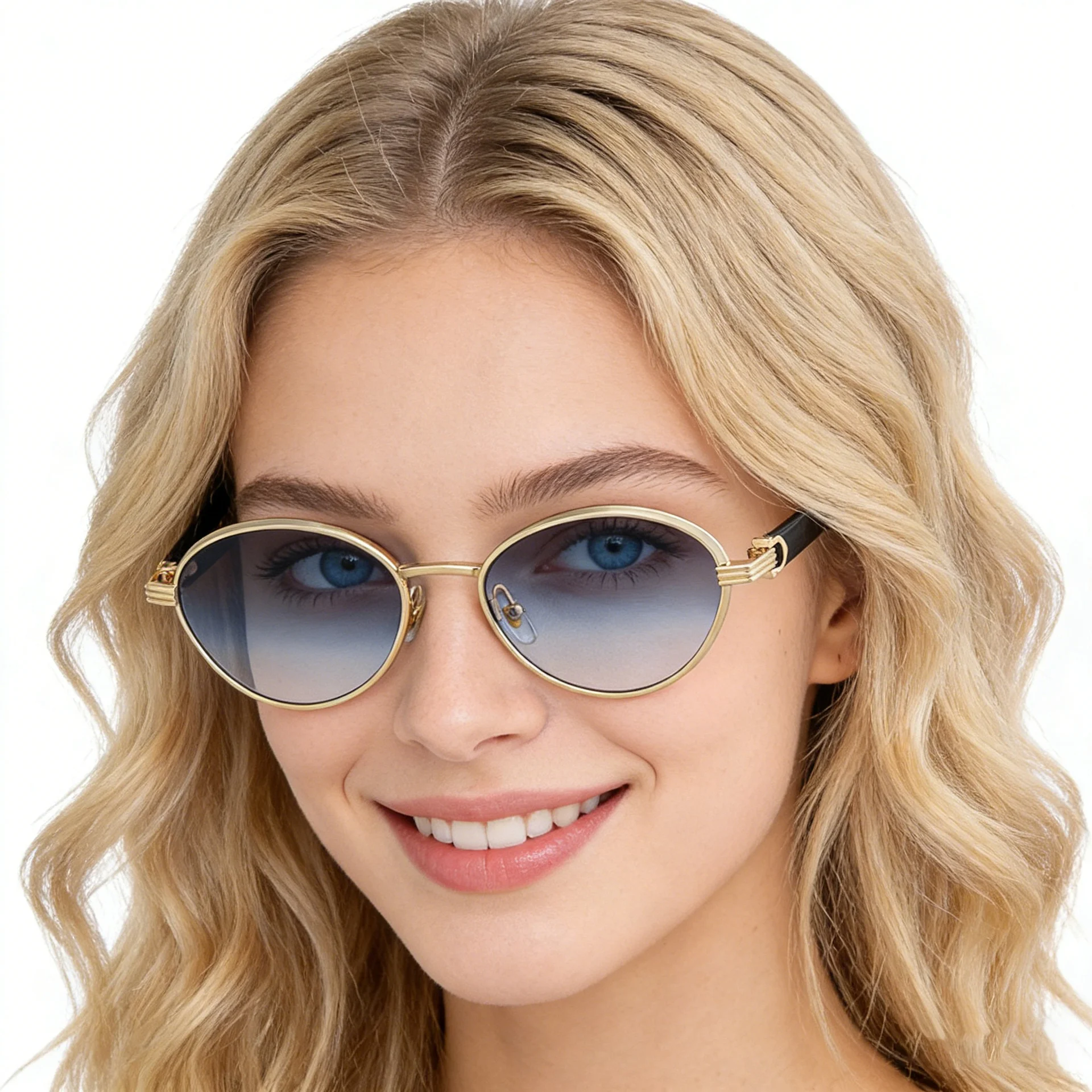 Black Zinc Alloy Women's Trendy Oval Full-Frame Sunglasses - Unique Design, Versatile All-Match Style & UV400 Protection for Outdoor Activities - Details 2
