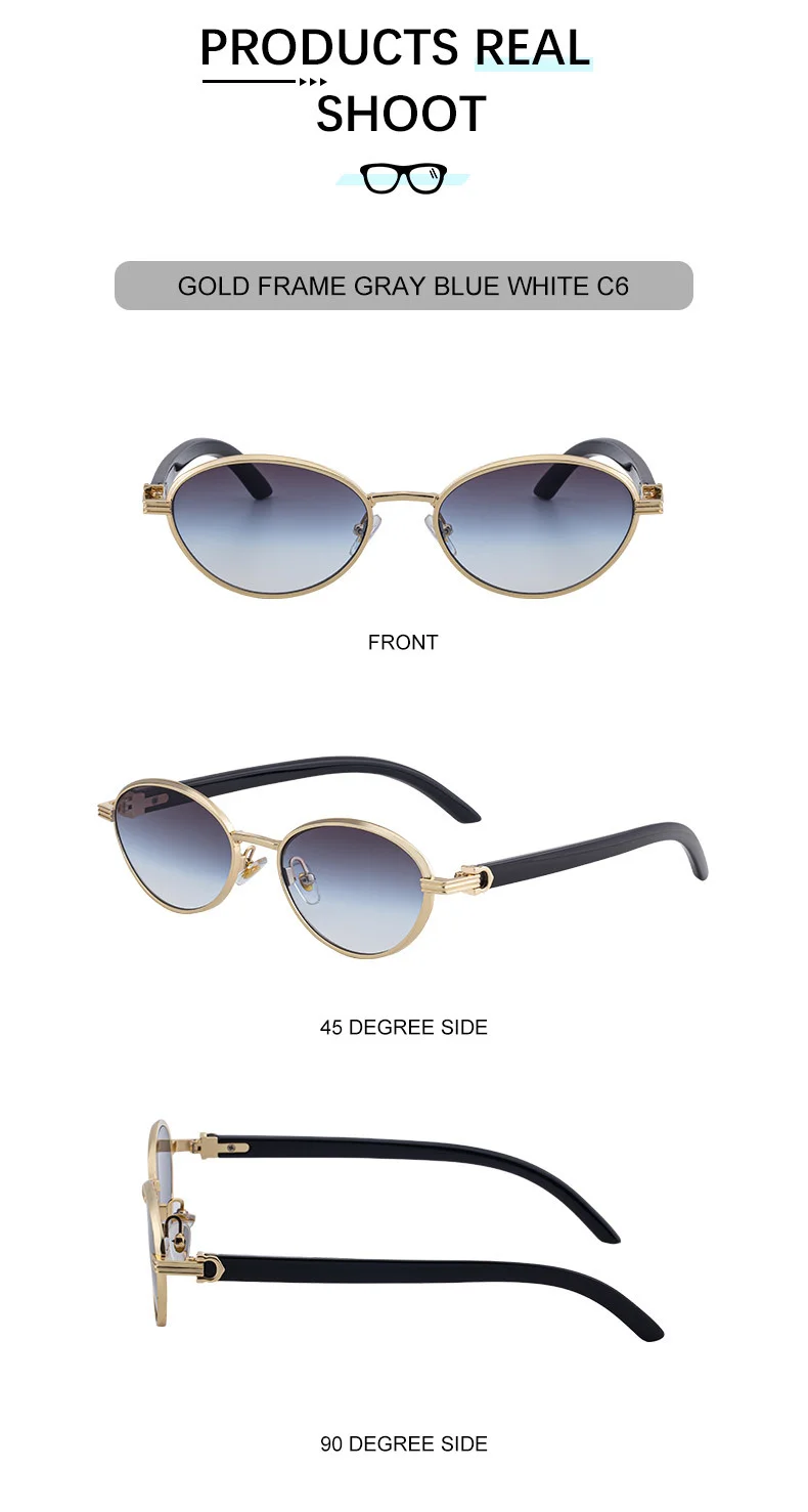 Black Zinc Alloy Women's Trendy Oval Full-Frame Sunglasses - Unique Design, Versatile All-Match Style & UV400 Protection for Outdoor Activities - Details 15
