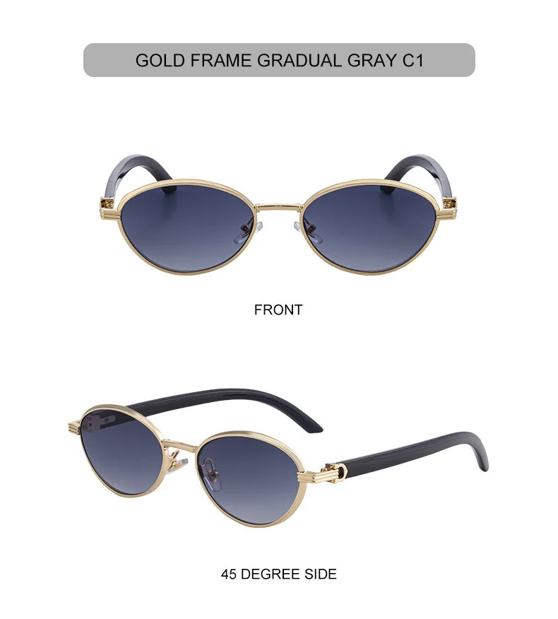 Black Zinc Alloy Women's Trendy Oval Full-Frame Sunglasses - Unique Design, Versatile All-Match Style & UV400 Protection for Outdoor Activities - Details 16