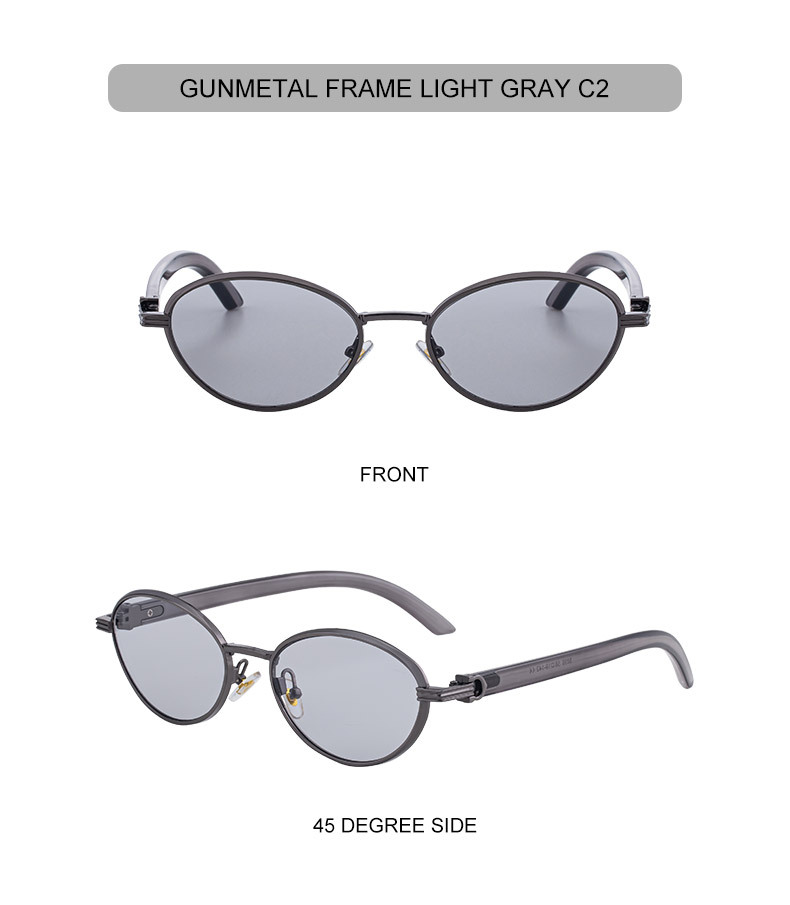 Black Zinc Alloy Women's Trendy Oval Full-Frame Sunglasses - Unique Design, Versatile All-Match Style & UV400 Protection for Outdoor Activities - Details 17