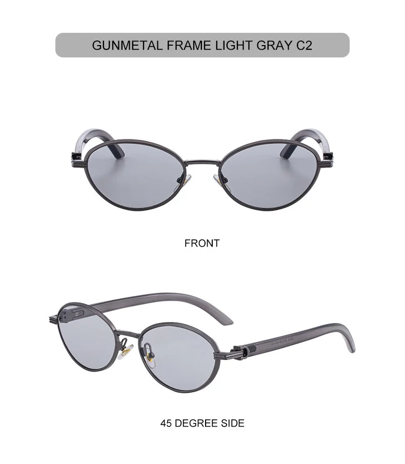 Black Zinc Alloy Women's Trendy Oval Full-Frame Sunglasses - Unique Design, Versatile All-Match Style & UV400 Protection for Outdoor Activities - Details 17