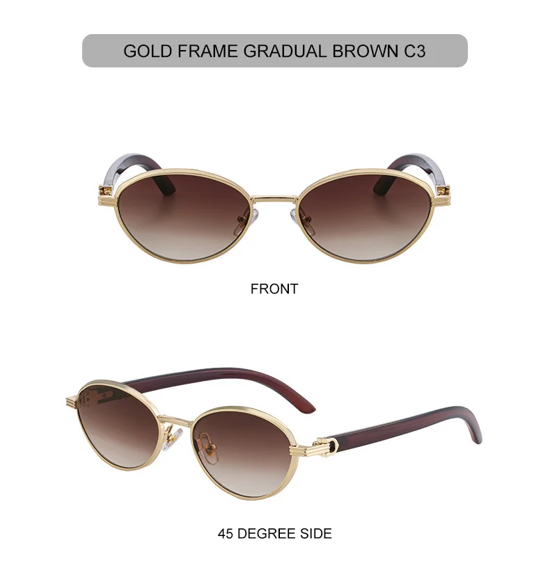 Black Zinc Alloy Women's Trendy Oval Full-Frame Sunglasses - Unique Design, Versatile All-Match Style & UV400 Protection for Outdoor Activities - Details 18