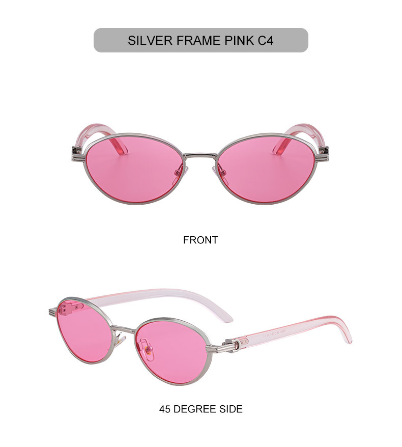 Black Zinc Alloy Women's Trendy Oval Full-Frame Sunglasses - Unique Design, Versatile All-Match Style & UV400 Protection for Outdoor Activities - Details 19