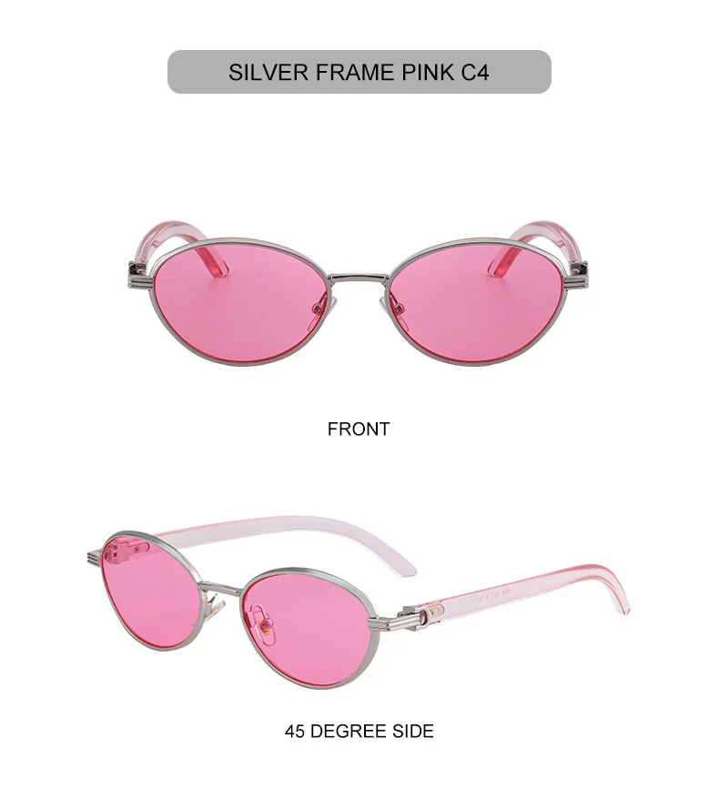 Black Zinc Alloy Women's Trendy Oval Full-Frame Sunglasses - Unique Design, Versatile All-Match Style & UV400 Protection for Outdoor Activities - Details 19