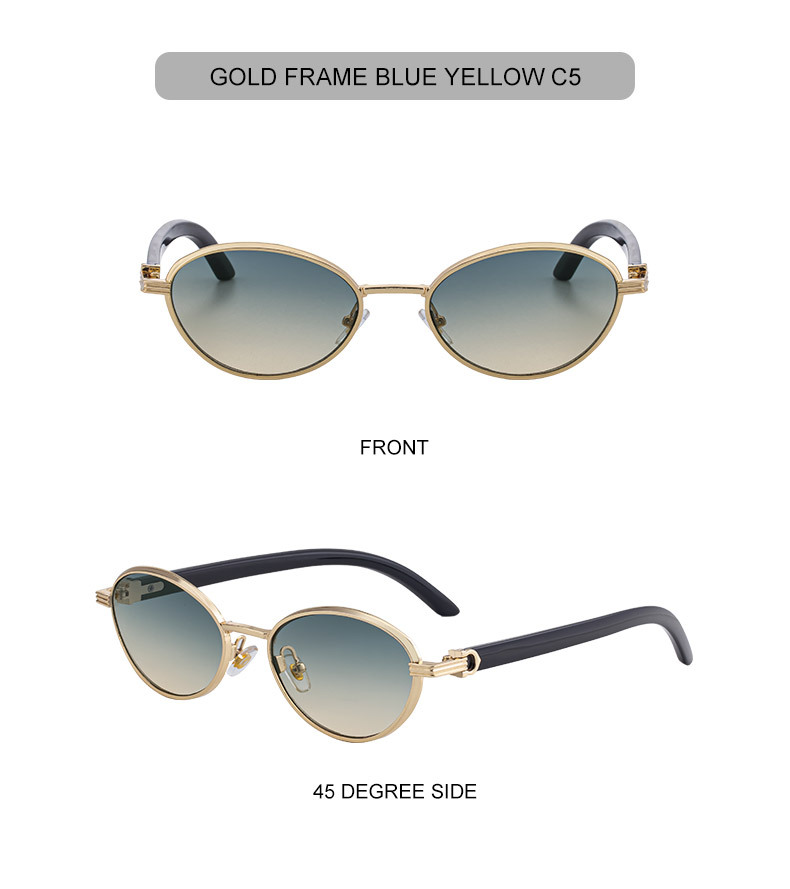 Black Zinc Alloy Women's Trendy Oval Full-Frame Sunglasses - Unique Design, Versatile All-Match Style & UV400 Protection for Outdoor Activities - Details 20