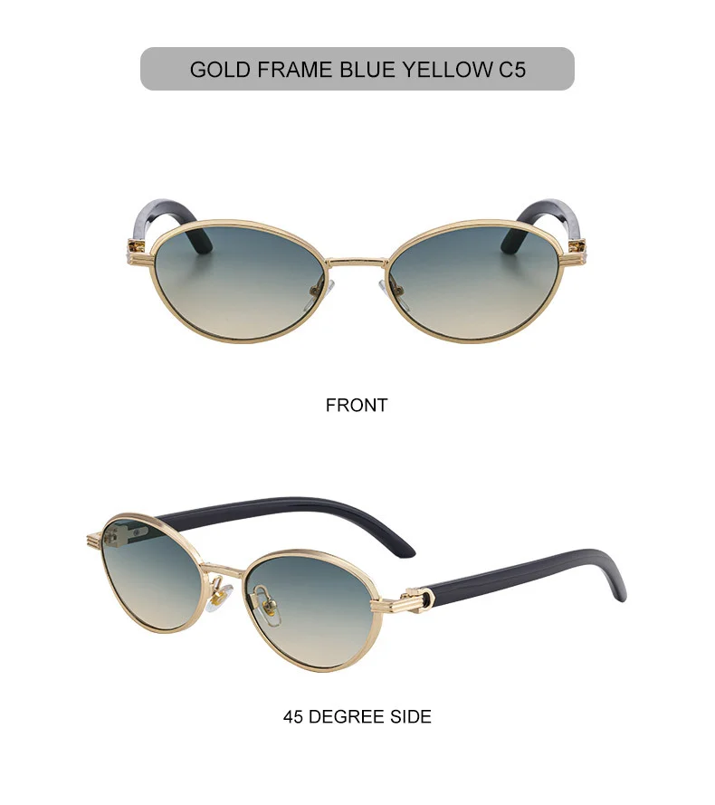 Black Zinc Alloy Women's Trendy Oval Full-Frame Sunglasses - Unique Design, Versatile All-Match Style & UV400 Protection for Outdoor Activities - Details 20