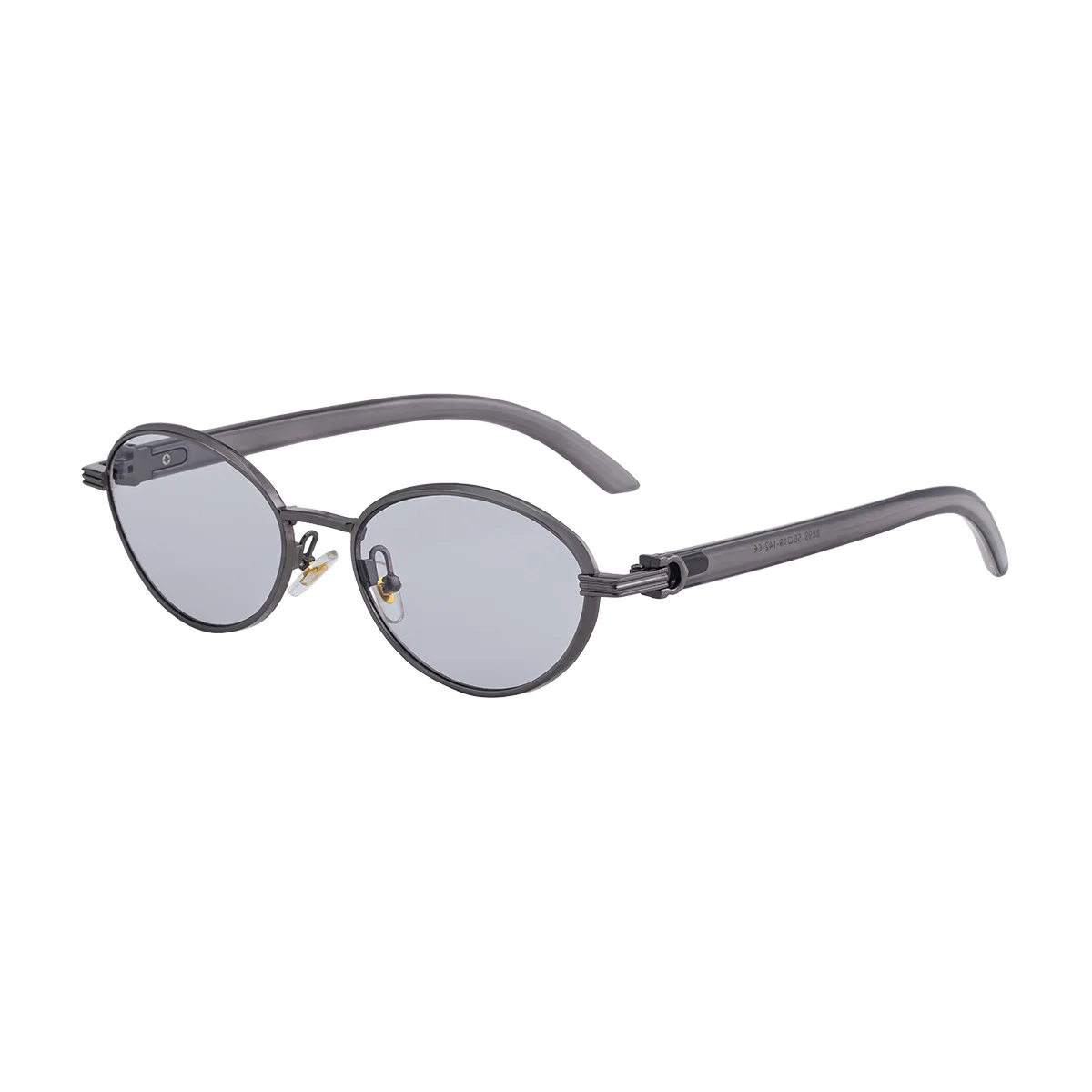Black Zinc Alloy Women's Trendy Oval Full-Frame Sunglasses - Unique Design, Versatile All-Match Style & UV400 Protection for Outdoor Activities - View 5