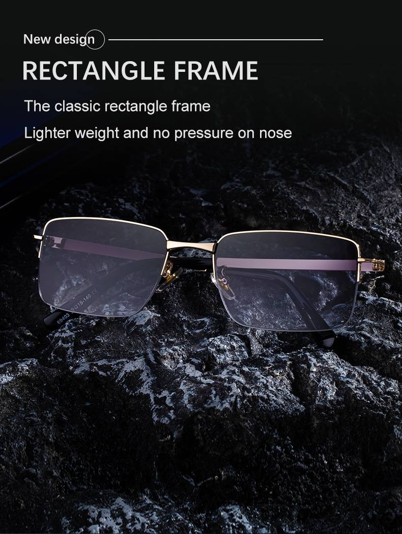 Black Zinc Alloy Men's Trendy Square Sunglasses - Unique Metal Frame Design – Stylish Outdoor Sun Protection & UV400 Shades - Details 4