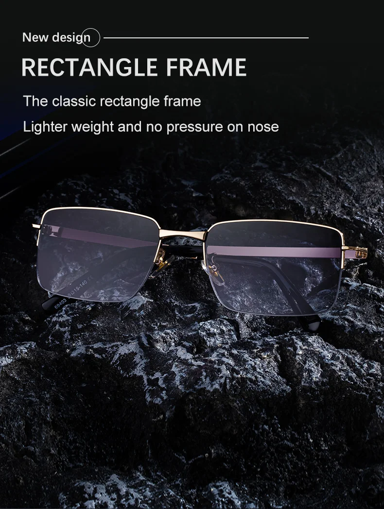 Black Zinc Alloy Men's Trendy Square Sunglasses - Unique Metal Frame Design – Stylish Outdoor Sun Protection & UV400 Shades - Details 4