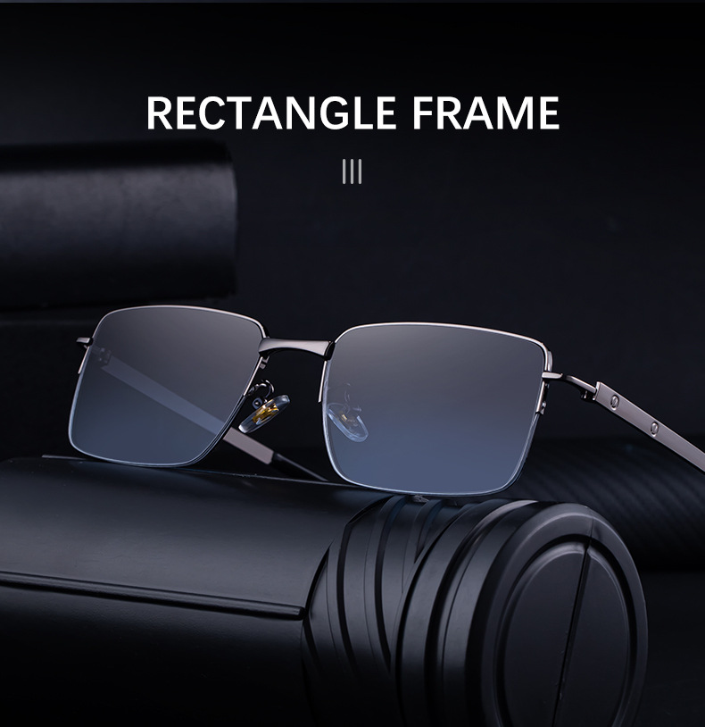 Black Zinc Alloy Men's Trendy Square Sunglasses - Unique Metal Frame Design – Stylish Outdoor Sun Protection & UV400 Shades - Details 7