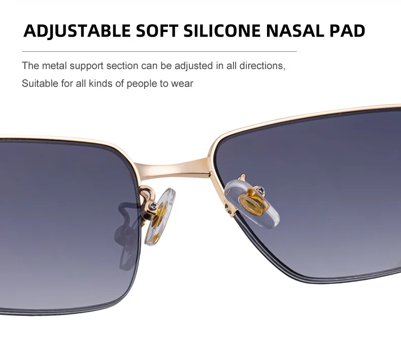 Black Zinc Alloy Men's Trendy Square Sunglasses - Unique Metal Frame Design – Stylish Outdoor Sun Protection & UV400 Shades - Details 11