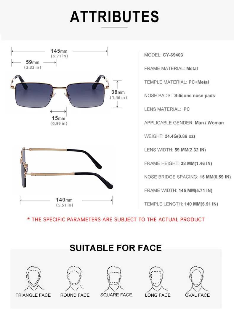 Black Zinc Alloy Men's Trendy Square Sunglasses - Unique Metal Frame Design – Stylish Outdoor Sun Protection & UV400 Shades - Details 13